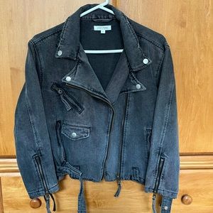 Black denim biker jacket